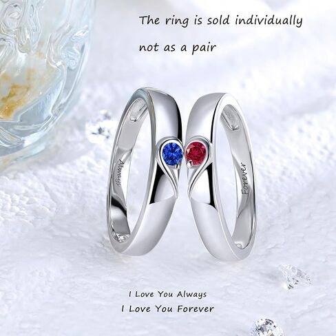 LYTTMAB Love Heart Ring For Mother Daughter, Sterling S925 Silver Birthstone Ring For 2 Women, Friendship Rings For Best Friends Sister, BFF Matching Rings For Couple, I Love You Forever and Always in Kuwait
