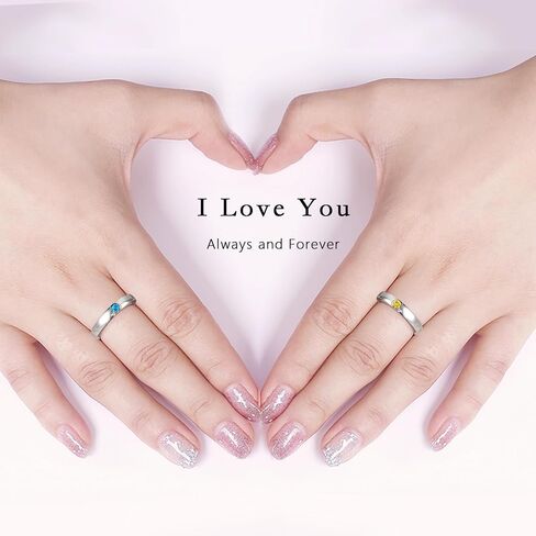 LYTTMAB Love Heart Ring For Mother Daughter, Sterling S925 Silver Birthstone Ring For 2 Women, Friendship Rings For Best Friends Sister, BFF Matching Rings For Couple, I Love You Forever and Always in Kuwait