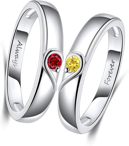LYTTMAB Love Heart Ring For Mother Daughter, Sterling S925 Silver Birthstone Ring For 2 Women, Friendship Rings For Best Friends Sister, BFF Matching Rings For Couple, I Love You Forever and Always in Kuwait