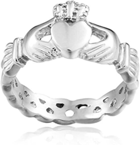 Classic Claddagh Friendship Ring for Women| Traditional Irish Jewelry Gift | Hand Holding Heart Crown Stainless Steel Ring |Velvet Pouch Included | R186 in Saudi Arabia