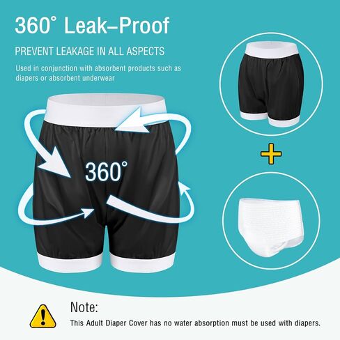 Carer Adult Diaper Covers 2PCS Washable, Leakproof Incontinence Underwear for Men Women Enclosed Elastic, Widened Waistband Design Protection for Long-Term Care & Daily Use（White,Black,X-Large） in Saudi Arabia