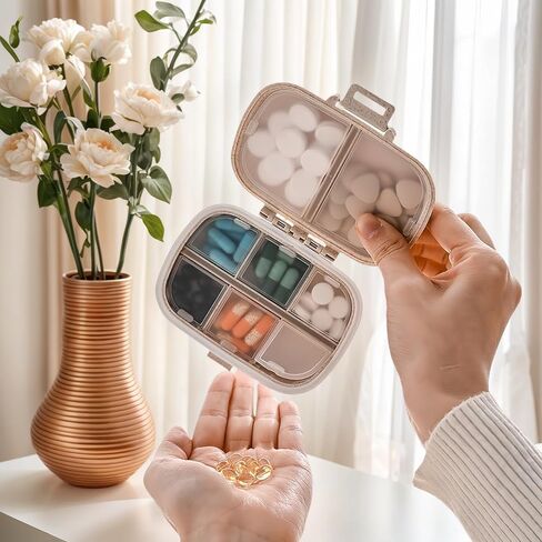 Compartment Portable Medicine Box, Travel Pill Storage Box, 8 Compartments, Suitable for Daily and Travel Medicine Carrying. in Saudi Arabia