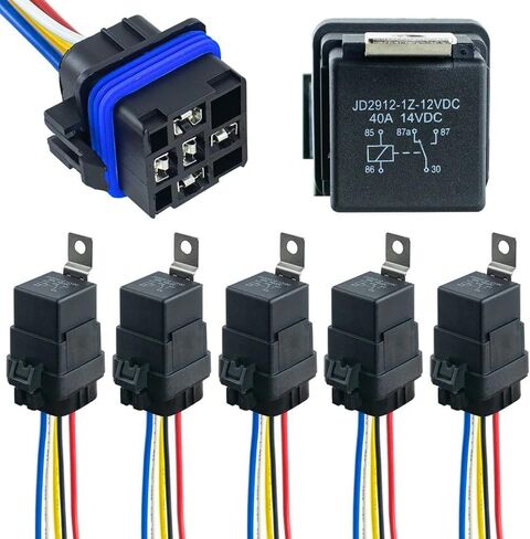 5-PIN SPDT Automotive Relay 40/30A AMP 12V DC 5 Pack Waterproof Starter Relay Kit with Heavy-Duty 12 AWG Tinned Copper Wires, Automotive Cars and Trucks in Saudi Arabia
