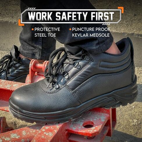 Men’s Steel Toe Work Boots – Slip-On Waterproof Safety Shoes for Construction, Warehouse & Outdoor Jobs | Lightweight, Slip-Resistant & Durable Work Boots for Men in Saudi Arabia