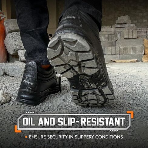 Men’s Steel Toe Work Boots – Slip-On Waterproof Safety Shoes for Construction, Warehouse & Outdoor Jobs | Lightweight, Slip-Resistant & Durable Work Boots for Men in Saudi Arabia