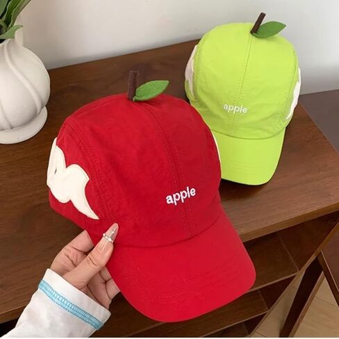Fruit Shaped Baseball Cap with Leaf Detailing - Orange & Apple Funny Summer Sun Visor Adjustable for Sports & Casual Wear in Kuwait