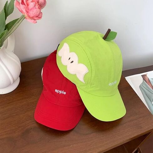 Fruit Shaped Baseball Cap with Leaf Detailing - Orange & Apple Funny Summer Sun Visor Adjustable for Sports & Casual Wear in Kuwait