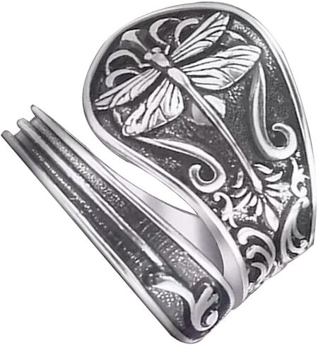 Dragonfly Spoon Adjustable Rings for Women Men Vintage Style Cute Animal Retro Open Wrap Around Bands Comfort Fit Thumb Rings Oxidized Promise Statement Jewelry Gifts Xmas Birthday Valentine's Day in Saudi Arabia