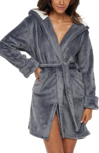 Alexander Del Rossa Women's Hooded Plush Velour Robe with Sherpa Lined Hood, Pockets in Saudi Arabia