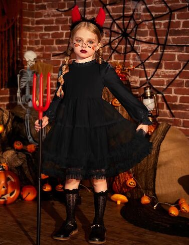 فستان Arshiner للأطفال الصغار توتو للفتيات بأكمام طويلة منتفخة للخريف والشتاء للحفلات الرسمية من التول 3-8 سنوات in Kuwait