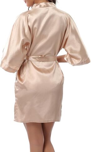 Women's Short Satin Kimono Robe for Wedding Bridal Party Bridesmaid Robe Sleepwear in Kuwait