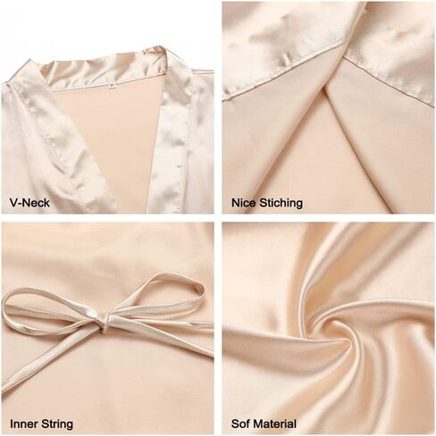 Women's Short Satin Kimono Robe for Wedding Bridal Party Bridesmaid Robe Sleepwear in Kuwait