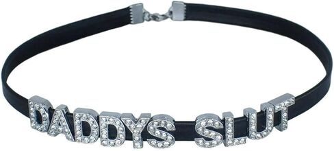 2PCS Cute Sexy Play Game Good Daddy's Collar Choker Necklace For Women,Punk Goth Letters Cosplay Choker For Dad,Black PU Leather Naughty Fashion Jewelry For Honey Princess in Saudi Arabia