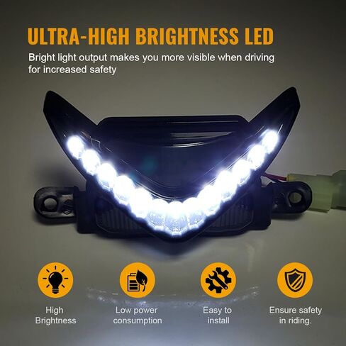 FSFY Upgrated Motorcycle Front Upper Headlight Bulb Motorbike Top Head Lights Lamp Marker Clear Lens Indicator for HONDA CBR600RR 07-11 2012,Black Housing in Saudi Arabia