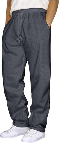 Men's Sweatpants Drawstring Joggers with Pockets Workout Trousers Baggy Lounge Pant Loose Fit Sweatpants for Men in Saudi Arabia