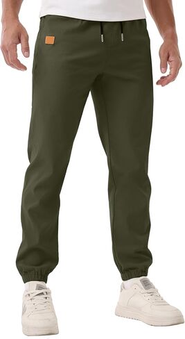 Askdeer Mens Casual Joggers Pants - Drawstring Cargo Pants Hiking Outdoor Twill Track Jogging Sweatpants in Saudi Arabia