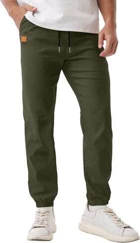 Askdeer Mens Casual Joggers Pants - Drawstring Cargo Pants Hiking Outdoor Twill Track Jogging Sweatpants in Saudi Arabia