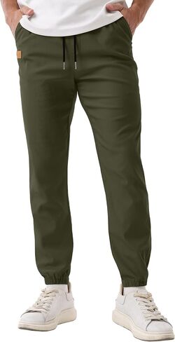 Askdeer Mens Casual Joggers Pants - Drawstring Cargo Pants Hiking Outdoor Twill Track Jogging Sweatpants in Saudi Arabia