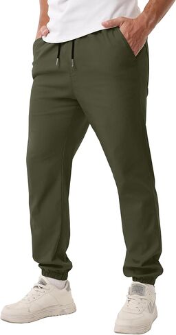 Askdeer Mens Casual Joggers Pants - Drawstring Cargo Pants Hiking Outdoor Twill Track Jogging Sweatpants in Saudi Arabia