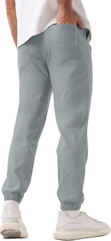 Askdeer Mens Casual Joggers Pants - Drawstring Cargo Pants Hiking Outdoor Twill Track Jogging Sweatpants in Saudi Arabia