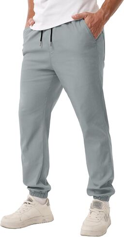 Askdeer Mens Casual Joggers Pants - Drawstring Cargo Pants Hiking Outdoor Twill Track Jogging Sweatpants in Saudi Arabia
