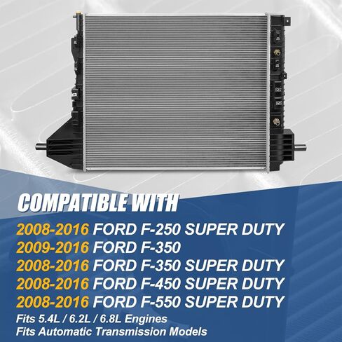 Auto Dynasty Radiator Compatible with 2008-2016 Ford F250 F350 F450 F550 Super Duty 5.4L 6.2L 6.8L AT, DPI 13231 Cooling Radiator 1-Row, Aluminum Core in Saudi Arabia