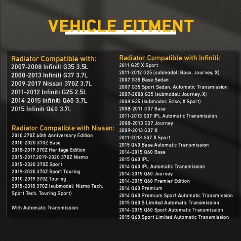 مجموعة مكثف الرادياتير متوافقة مع إنفينيتي G25 G35 G37 Q40 Q60 2007 2008 2009 2010 مناسبة لنيسان 370Z in Saudi Arabia