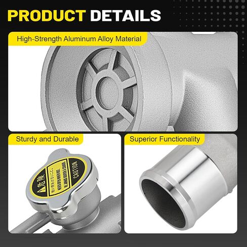 Upgraded Aluminum Upper Radiator Coolant Filler Neck Kit (2PCS) with Cap for Nissan Altima (2007-2013) & Maxima - Replaces OE# 21501-9HA0A, Engine Radiator Outlet Flange Waterpipe in Saudi Arabia