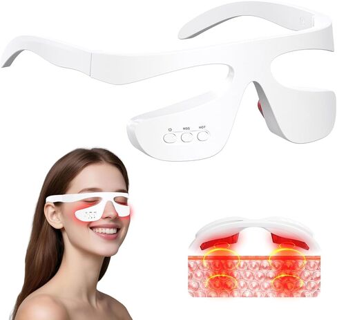 Under Eye Red Light Therapy Glasses, Eye Massager Devices for Relieve Eye Bag, Reducing Dark Circles and Puffiness, Smoothing Fine Lines with Microcurrent, Red-Light & Heat & Mood & Sleep Enhancement in Saudi Arabia