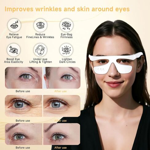 Under Eye Red Light Therapy Glasses, Eye Massager Devices for Relieve Eye Bag, Reducing Dark Circles and Puffiness, Smoothing Fine Lines with Microcurrent, Red-Light & Heat & Mood & Sleep Enhancement in Saudi Arabia