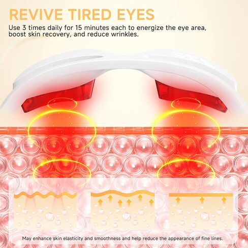 Under Eye Red Light Therapy Glasses, Eye Massager Devices for Relieve Eye Bag, Reducing Dark Circles and Puffiness, Smoothing Fine Lines with Microcurrent, Red-Light & Heat & Mood & Sleep Enhancement in Saudi Arabia