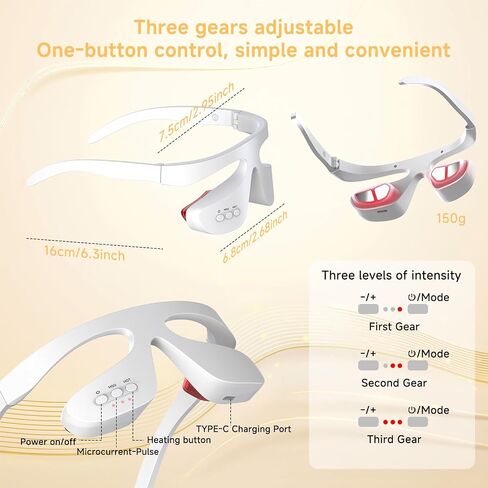 Under Eye Red Light Therapy Glasses, Eye Massager Devices for Relieve Eye Bag, Reducing Dark Circles and Puffiness, Smoothing Fine Lines with Microcurrent, Red-Light & Heat & Mood & Sleep Enhancement in Saudi Arabia