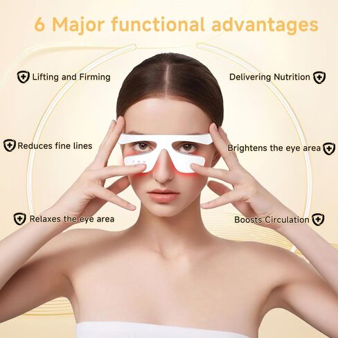 Under Eye Red Light Therapy Glasses, Eye Massager Devices for Relieve Eye Bag, Reducing Dark Circles and Puffiness, Smoothing Fine Lines with Microcurrent, Red-Light & Heat & Mood & Sleep Enhancement in Saudi Arabia