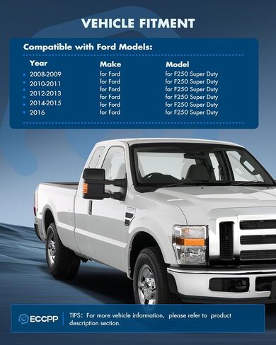 ECCPP Towing Mirrors Replacement fit for Ford for F250 for F350 for F450 for F550 Power Heated Signal Pair Mirrors 2008 2009 2010 2011 2012 2013 2014 2015 2016 in Kuwait