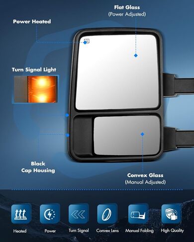 ECCPP Towing Mirrors Replacement fit for Ford for F250 for F350 for F450 for F550 Power Heated Signal Pair Mirrors 2008 2009 2010 2011 2012 2013 2014 2015 2016 in Kuwait