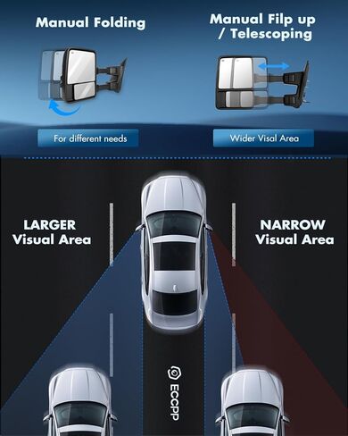 ECCPP Towing Mirrors Replacement fit for Ford for F250 for F350 for F450 for F550 Power Heated Signal Pair Mirrors 2008 2009 2010 2011 2012 2013 2014 2015 2016 in Kuwait