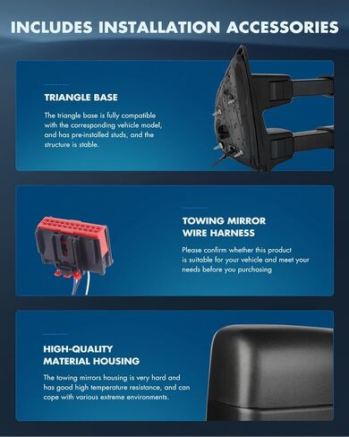 ECCPP Towing Mirrors Replacement fit for Ford for F250 for F350 for F450 for F550 Power Heated Signal Pair Mirrors 2008 2009 2010 2011 2012 2013 2014 2015 2016 in Kuwait