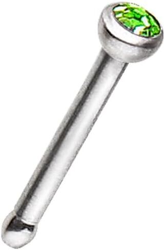 316L Surgical Steel 18 Gauge (1mm) Stud Nose Ring with Press Fitted GemChoose Color in Saudi Arabia