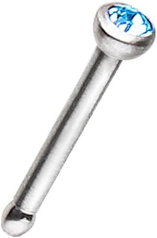 316L Surgical Steel 18 Gauge (1mm) Stud Nose Ring with Press Fitted GemChoose Color in Saudi Arabia