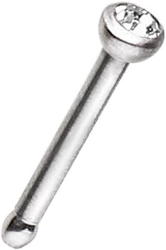 316L Surgical Steel 18 Gauge (1mm) Stud Nose Ring with Press Fitted GemChoose Color in Saudi Arabia