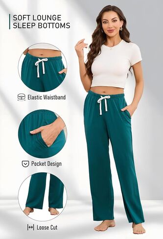 سراويل بيجامة قطنية للسيدات من HEARTNICE خفيفة الوزن وناعمة وجزء سفلي للنوم مع جيوب in Saudi Arabia