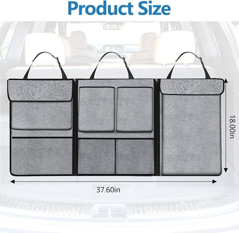 Hovom Car Trunk Organizer, Large Capacity Trunk Organizer for SUV, Detachable Vehicle Seat Back Hanging Storage Organizer with Zippers, Waterproof Car Storage Bag with 7 Pockets (Black) in Saudi Arabia