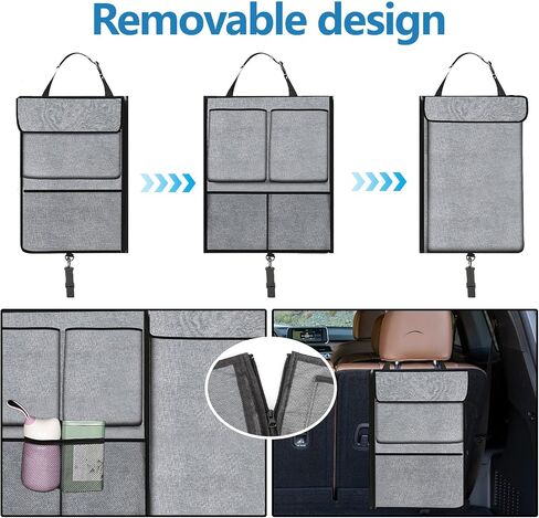 Hovom Car Trunk Organizer, Large Capacity Trunk Organizer for SUV, Detachable Vehicle Seat Back Hanging Storage Organizer with Zippers, Waterproof Car Storage Bag with 7 Pockets (Black) in Saudi Arabia