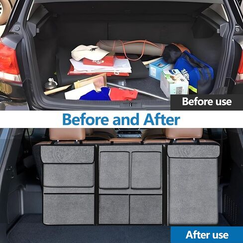 Hovom Car Trunk Organizer, Large Capacity Trunk Organizer for SUV, Detachable Vehicle Seat Back Hanging Storage Organizer with Zippers, Waterproof Car Storage Bag with 7 Pockets (Black) in Saudi Arabia