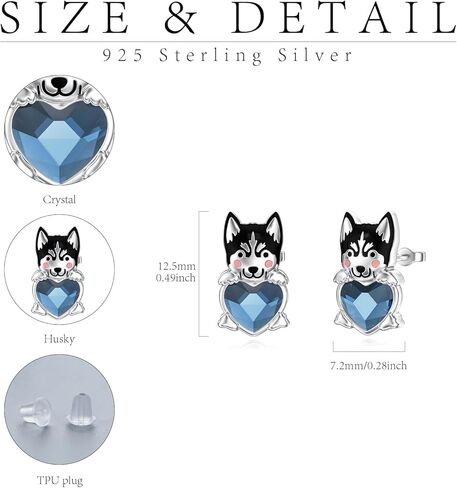 أقراط الكلب شناوزر 925 من الفضة الإسترليني أقراط على شكل كلب أزرق على شكل قلب كريستال أقراط للكلاب هدايا للنساء لمحبي الكلاب in Kuwait