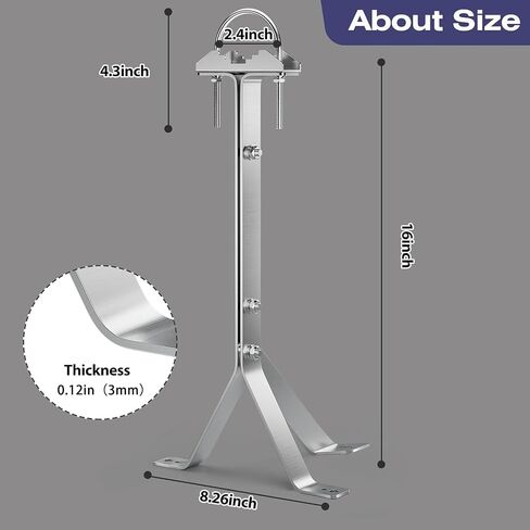 2-Pack Antenna Mount 304 Stainless Steel Double Wall Mount Antenna Mast Clamp V Jaw Bracket Accessories Kit for TV CB Ham Outside Home (2), Silver in Saudi Arabia