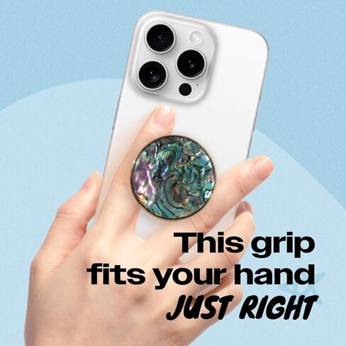 OnTheGrip Cute Natural Seashell Design Round Shape Collapsible Mobile Phone Grip Stand Holder for Smartphone Tablet Cell Phone Accessory (Magnetic Type, Aqua Blue) in Kuwait