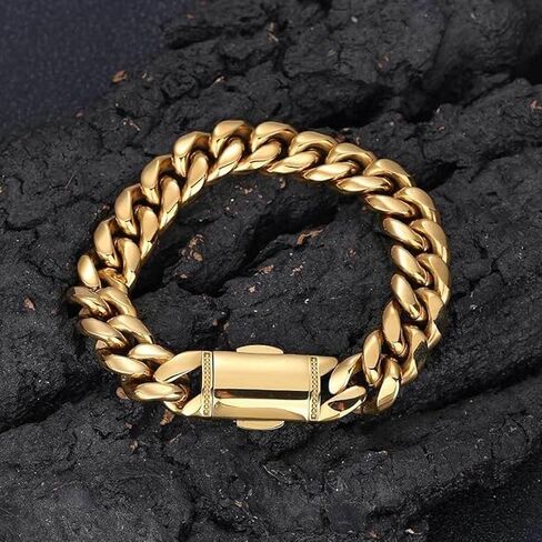 18k Gold Solid Color Miami Cuban Bracelet, Mesh Bracelet, Hip-Hop Cool, Fashionable Charm, Birthday, Valentine's Day, Christmas, Thanksgiving Gifts in Saudi Arabia