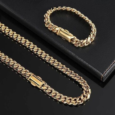 18k Gold Solid Color Miami Cuban Bracelet, Mesh Bracelet, Hip-Hop Cool, Fashionable Charm, Birthday, Valentine's Day, Christmas, Thanksgiving Gifts in Saudi Arabia