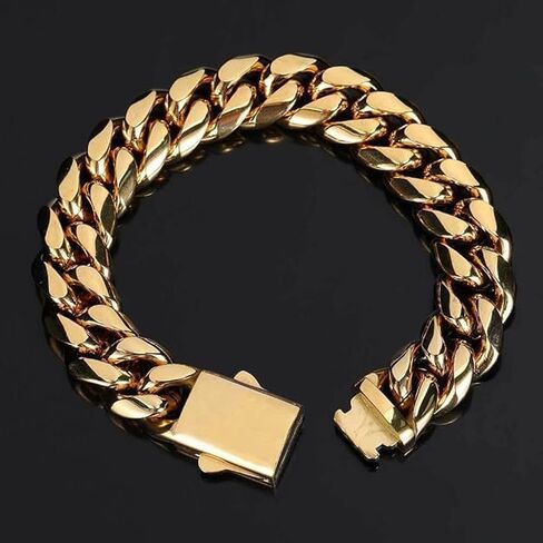 18k Gold Solid Color Miami Cuban Bracelet, Mesh Bracelet, Hip-Hop Cool, Fashionable Charm, Birthday, Valentine's Day, Christmas, Thanksgiving Gifts in Saudi Arabia